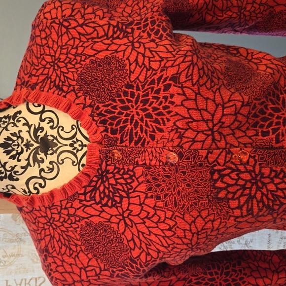 Fossil Y2K Ruffle Collar Cotton/ Cashmere Cardigan sz XS - Picture 4 of 5